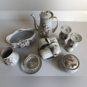 Fenix Kislovodsk Russian Porcelain Hand Made coffee/tea set gold gilded, 16 pcs
